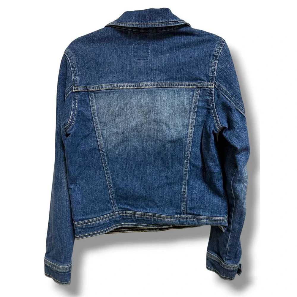 The Children's Place Kids Denim Trucker Jacket Blue Medium Wash Distressed 10/12